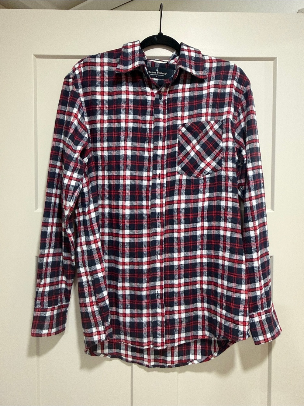 Tailor Vintage Men's Plaid Button-Down Shirt - Red, Navy & White